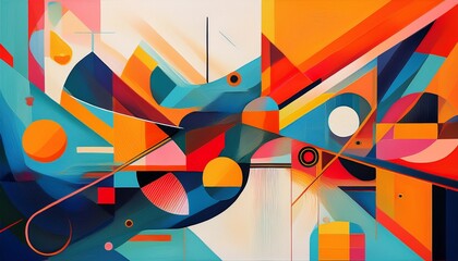 Wall Mural - colorful abstract wall art geometric patterns vibrant colors bold shapes urban aesthetic modern desi