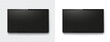 © Kindlena - Screen or photo frame isolated on transparent background. Black flat led computer monitor, tablet display. Vector blank lcd, plasma TV mockup