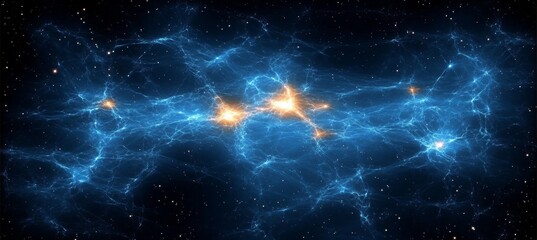 Wall Mural - whirling blue energy, a cosmic dance a vibrant abstract of interconnected light and lines