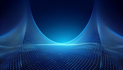 Wall Mural - abstract futuristic mesh grid on dark blue gradient background