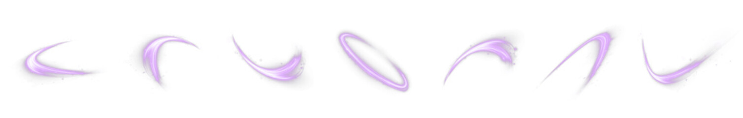 Fototapete - Futuristic purple neon wave effect with glowing swirls, sparkles, and energy trails. Dynamic spiral motion PNG design on a transparent PNG background, ideal for digital and tech-themed visuals