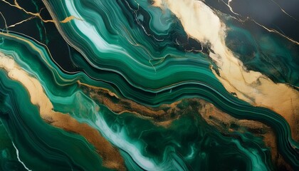 Wall Mural - epoxy wall texture featuring dark green and gold marbling adding depth and richness
