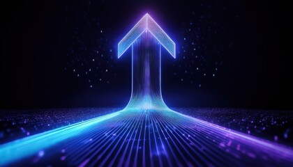 Leinwandbilder - futuristic neon glowing arrows pointing upward in digital cyberspace, symbolizing business growth, technology, and innovation

