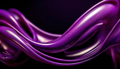 Leinwandbilder - fluid purple glass waves with reflective surface on black background, abstract futuristic texture for digital design and decor

