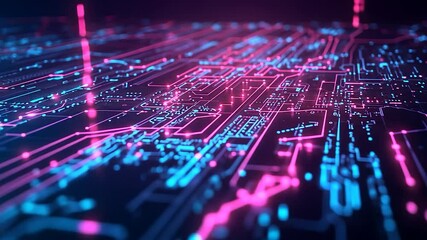 Wall Mural - abstract digital circuit board with glowing lines and nodes