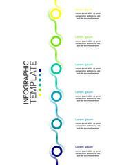 Wall Mural - 6 circular elements placed in vertical row. concept of 6 successive steps of project development pro
