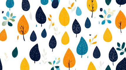 Wall Mural - autumn leaves on black background, various colors, cut out transparent