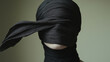 © Synthesia Studio - Abstract figure wrapped in flowing black fabric with hidden face — perfect for conceptual art projects, editorial pieces on identity and anonymity