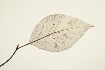 Wall Mural - a delicate leaf skeleton with its supporting stem appears isolated