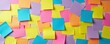 © Viktor - Colorful sticky notes cover wall creating playful creative visual. Notes arranged to form pattern. Office workspace background. Ideas brainstorming concept. Teamwork productivity. Education,