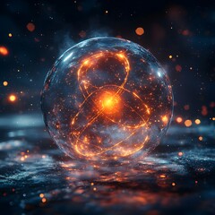 Wall Mural - glowing quantum sphere in a cosmic backdrop