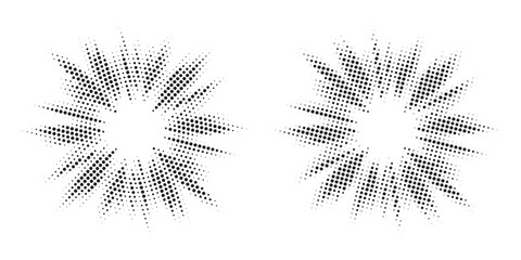 Leinwandbilder - Halftone circle frame background set. Round border Icon using halftone random circle. Grunge circular stain. Vector illustration.