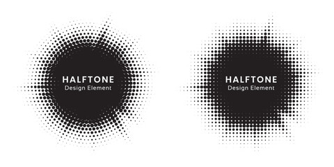 Poster - Pop art comic style dotted circle halftone pattern. Abstract dotted circles, round halftones geometric dots, pop art texture. Illustration halftone effect round shape.