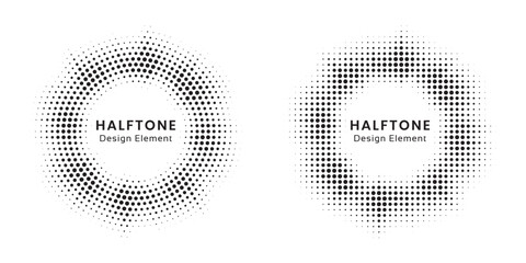 Aufkleber - Halftone Background. Glowing light Halftone effect. Abstract grunge Starburst halftone dots background set. Star Flare, Shine light halftone texture. Retro background, pop art style.