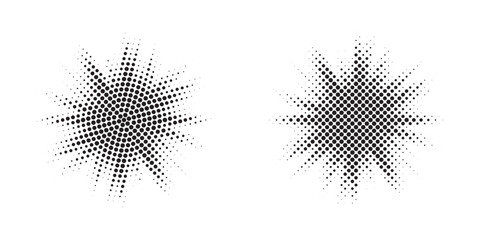 Leinwandbilder - Pop art comic style dotted circle halftone pattern. Abstract dotted circles, round halftones geometric dots, pop art texture. Illustration halftone effect round shape.