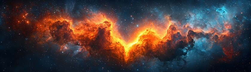Wall Mural - glowing heart shaped galaxy with vibrant nebulae and constellations