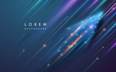 Wall Mural - neon arrow with lines and glow effect