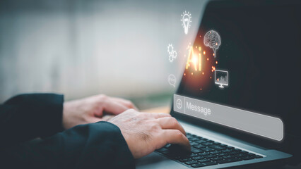 chatbot chat with ai, artificial intelligence. man using technology smart robot ai, artificial intel