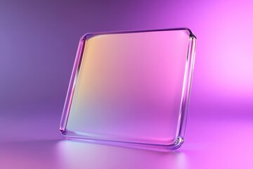 Aufkleber - Colorful translucent square object against a smooth gradient background showcasing light reflections and depth effects