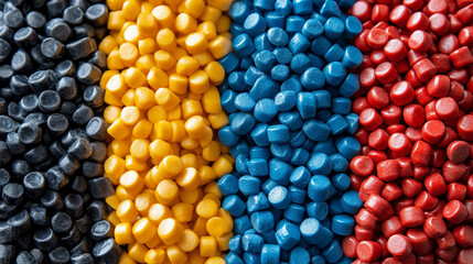 A vibrant array of high-density polyethylene pellets, showcasing a modern industrial material, symbolizing innovation, versatility, and the future of manufacturing and sustainable applications.

