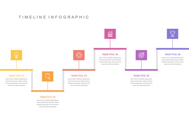 Wall Mural - business road map timeline infographic concept. with icons and 6 options, corporate milestones graph