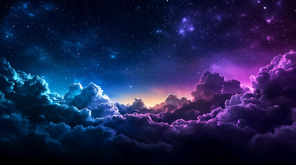 Wall Mural - majestic night sky with glowing clouds and cosmic starlight