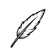 Wall Mural - isolated feather illustration with detailed barbs and minimalist design on a evocative of quill pens