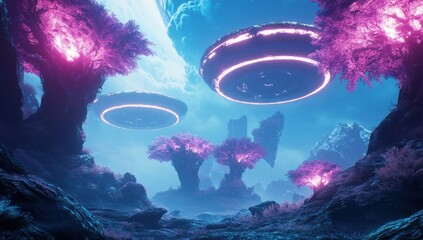 Wall Mural - fantasy landscape with space