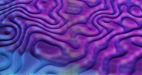 Blue and purple water waves surface abstract liquid motion graphic looping 3d background used for nature or inspirational video projects, presentations, reports, commercials, social media. 4k