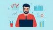 © pkproject - Market Analyst Reviewing Financial Growth on Laptop with Economic Data