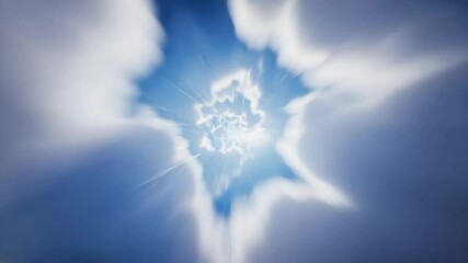 first person hyperspeed flight through cloud tunnel