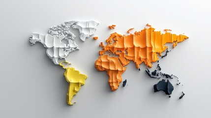 Poster - A map of the world is drawn in orange and white
