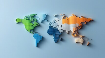Poster - A colorful world map made of blocks
