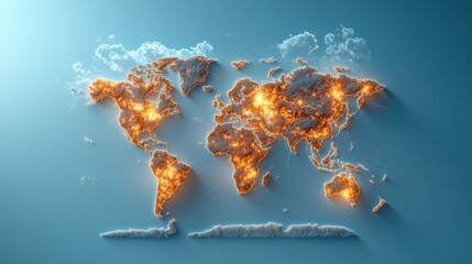 Aufkleber - A world map with a fire effect on it