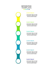 Wall Mural - 6 circular elements placed in vertical row. concept of 6 successive steps of project development pro