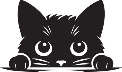 Naklejka na meble black Peeking cat silhouette vector, cat head silhouette vector, cat head vector illustration