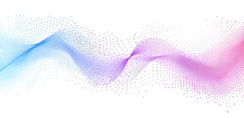 Wall Mural - abstract digital background with colorful dots and lines forming an abstract wave shape on a white b