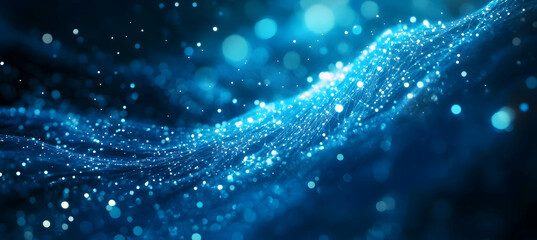 Wall Mural - abstract digital blue background with glowing light particles and network connections, representing 