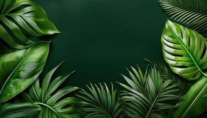 lush green tropical foliage border illustration for design and nature inspired projects