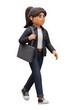 © RIDOY - Cartoon 3D Businesswoman Character Walking with Briefcase - Isolated Illustration with Transparent Background