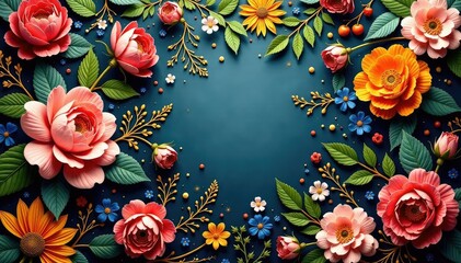 Wall Mural - intricate woven floral tapestry, rich textures, craft, dark, design
