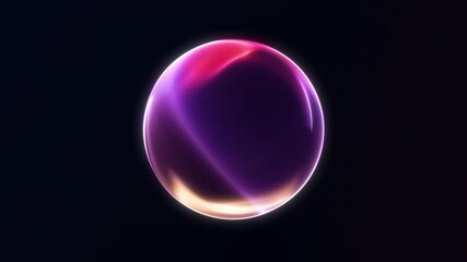 Gradient red purple shimmering energy sphere of glowing liquid particles and magic plasma on dark background. Luxury digital minimalist futuristic orb screensaver for business. 4k 60fps looped graphic