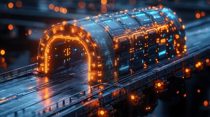 Leinwandbilder - Futuristic tunnel illuminated with vibrant lights, showcasing modern design and technological advancements in urban environments.