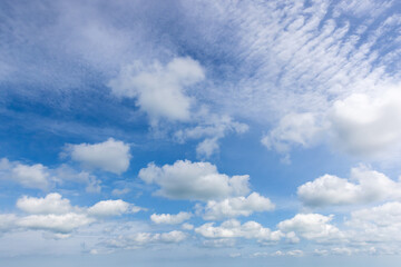 Wall Mural - vibrant scene of a clear blue sky filled with scattered fluffy white clouds