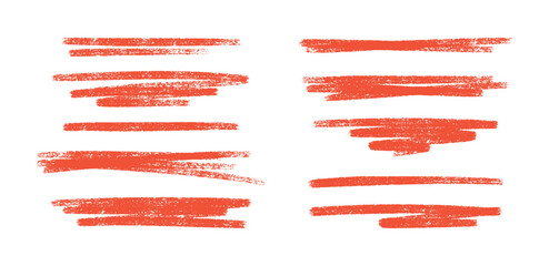 Wall Mural - crayon red brush stroke lines and underlines set - hand painted grunge borders, rough edges paint st