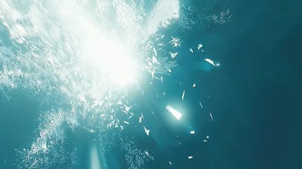 Wall Mural - the sun illuminates brilliantly through the water, reflecting off the surface of the water