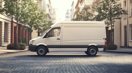 Aufkleber - Generic and unbranded van run in the city for delivery