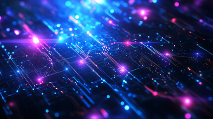 Aufkleber - Global technology and telecommunication network interface complexity graphs analytical in technology background bright neon dark