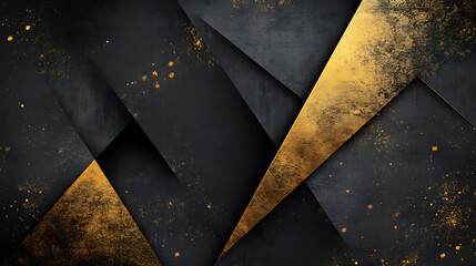 Poster - Gold black abstract geometric background