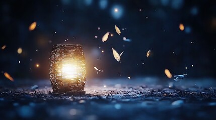 Wall Mural - a midground light with many surrounding birds